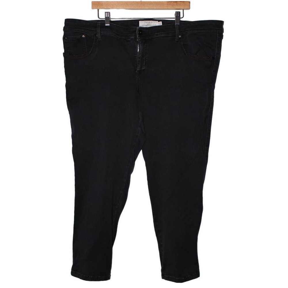 Women's Torrid Luxe Sateen Stretch 10258345 Black Denim Skinny Jeans Size 24 R
